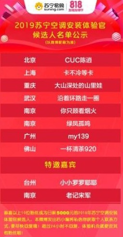 苏宁空调体验官名单出炉 这10人日薪5000元_零售_电商之家