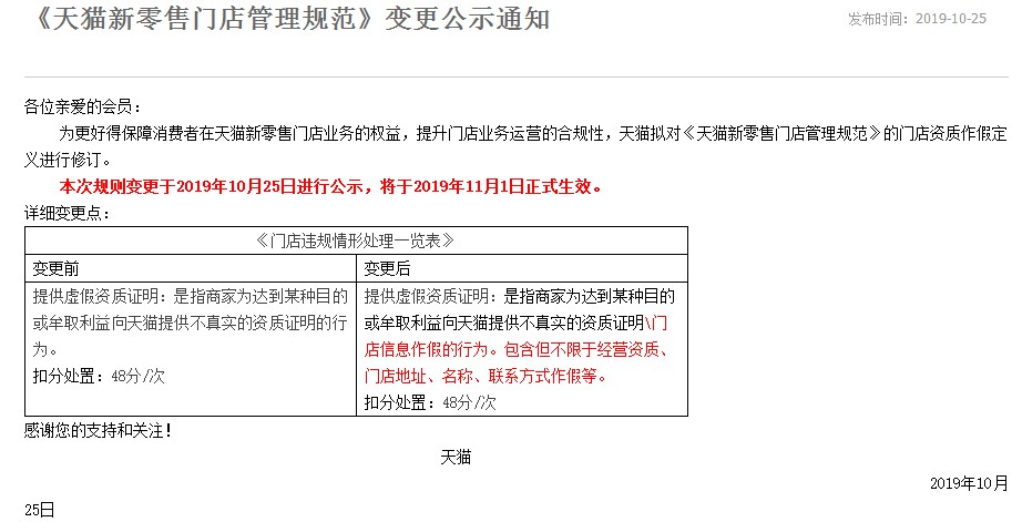 天猫调整新零售门店管理规范 11月1日生效_零售_电商之家