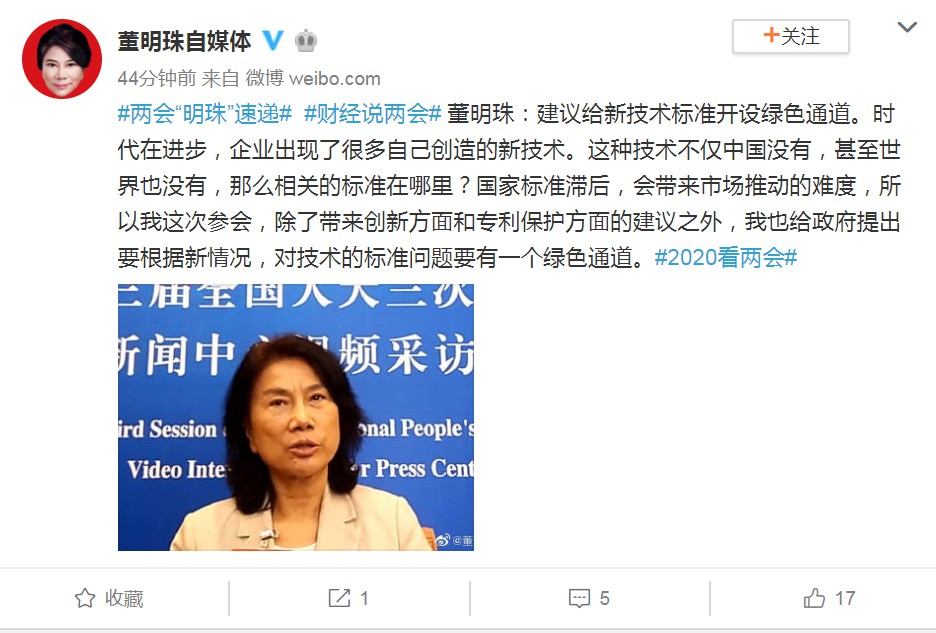 董明珠：建议给新技术标准开设绿色通道_人物_电商之家