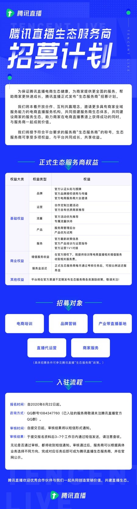 腾讯直播“生态服务商招募计划”将为商家提供运营、流量等服务_零售_电商之家