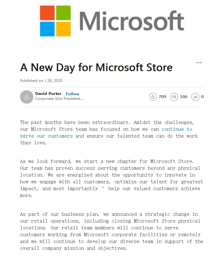 微软宣布永久关闭所有实体零售店 专注在线销售_零售_电商之家