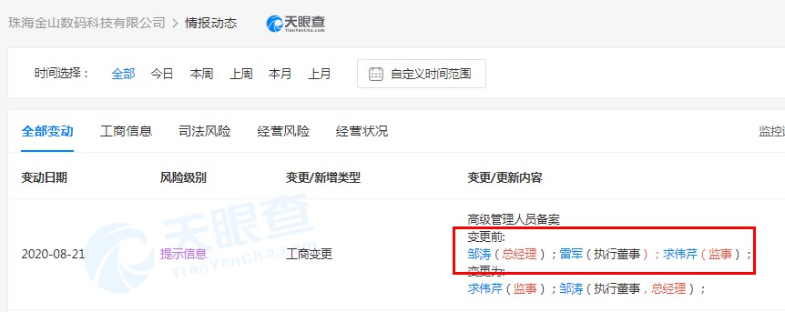 雷军退出珠海金山数码科技有限公司执行董事_人物_电商之家