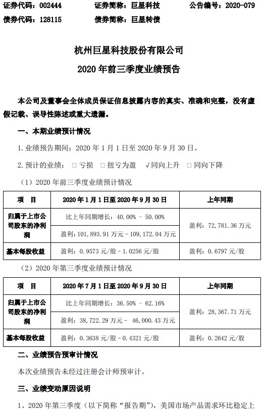 巨星科技预计1-9月净利润10.19亿元-10.92亿元_跨境电商_电商之家