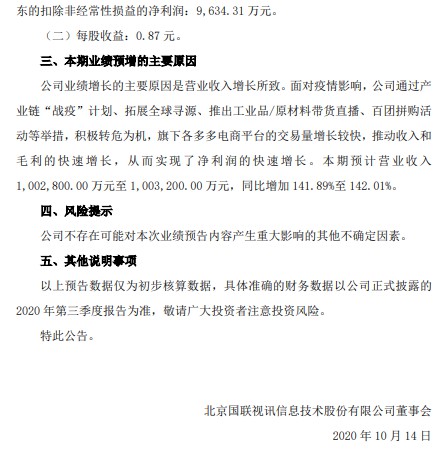 国联股份：预计前三季度净利润1.78亿元至1.79亿元_B2B_电商之家