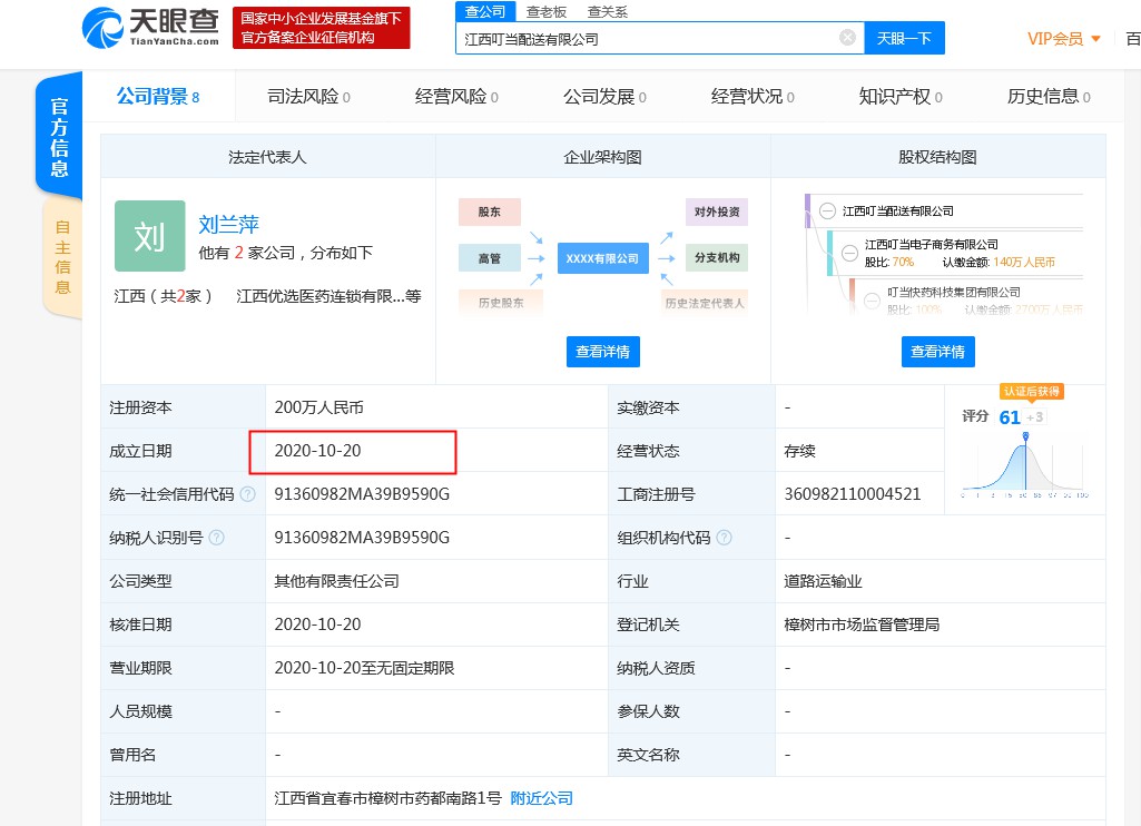 叮当快药在江西成立配送公司 经营范围涉道路货物运输_O2O_电商之家