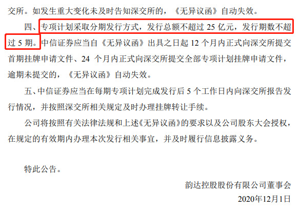 韵达控股：“1-X号资产支持专项计划”已获深交所无异议函_物流_电商之家