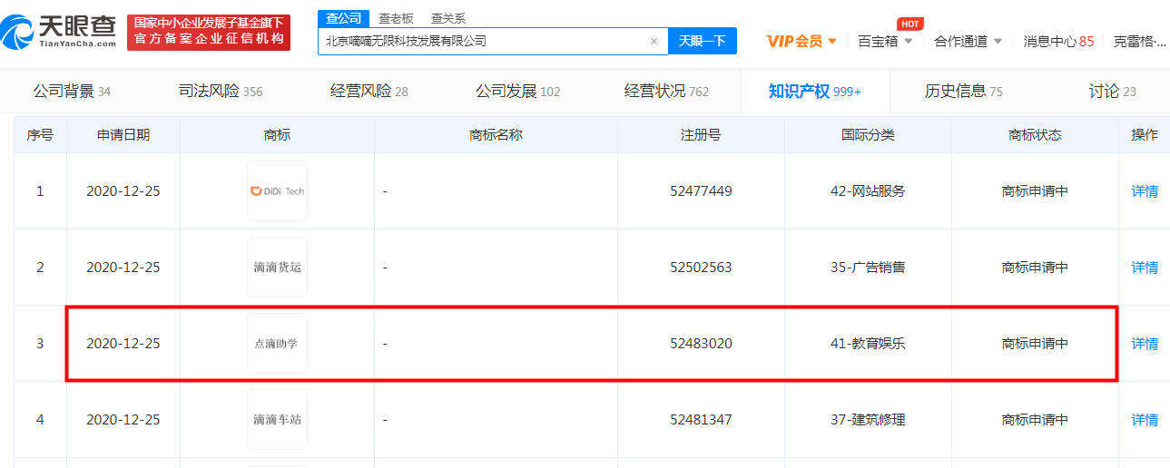 滴滴关联公司申请“点滴助学”相关商标_O2O_电商之家