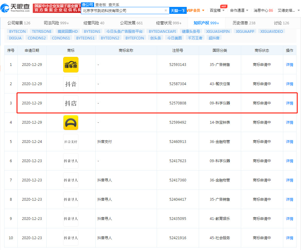 北京字节跳动科技有限公司“抖店”商标_零售_电商之家