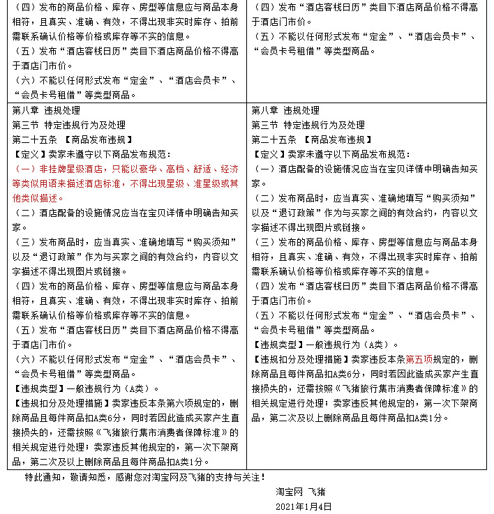 飞猪新增规范描述酒店星级类信息相关管理规定_O2O_电商之家