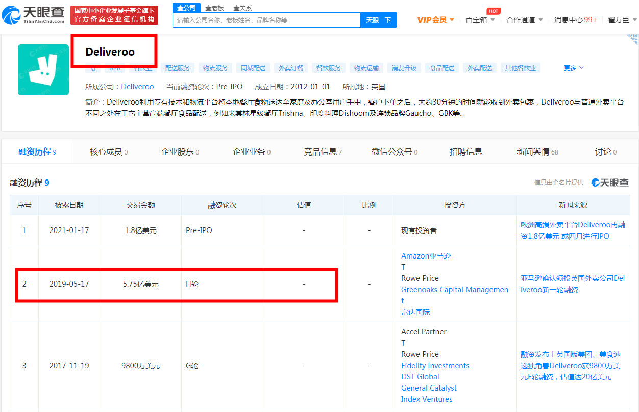 英国外卖平台Deliveroo获1.8亿美元融资_O2O_电商之家