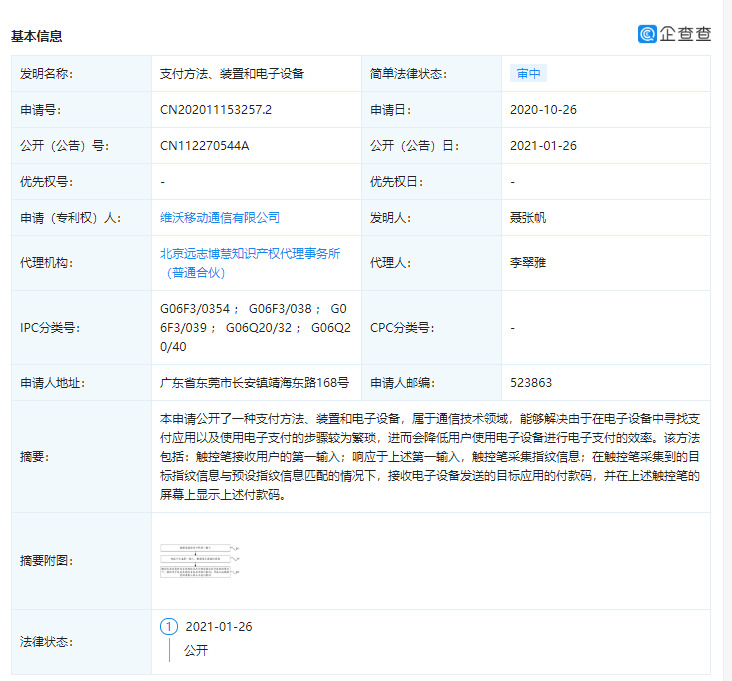 vivo关联公司公开一则支付相关专利_支付_电商之家