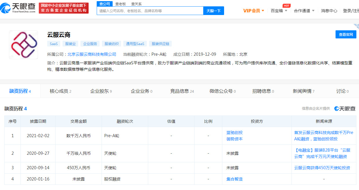 服装产业互联网平台“云服云商”获数千万元融资_B2B_电商之家